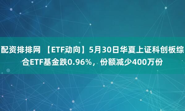 配资排排网 【ETF动向】5月30日华夏上证科创板综合ETF基金跌0.96%，份额减少400万份