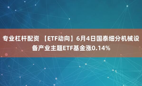 专业杠杆配资 【ETF动向】6月4日国泰细分机械设备产业主题ETF基金涨0.14%